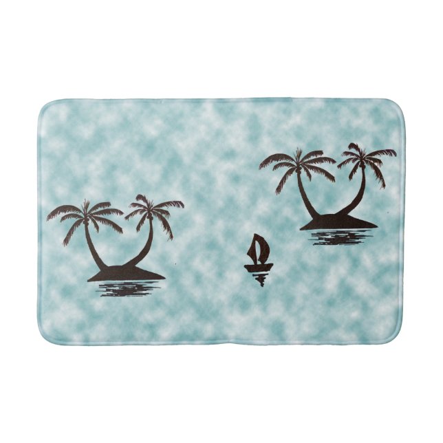 Bath Mat - Tropical Islands and Boat (Front)