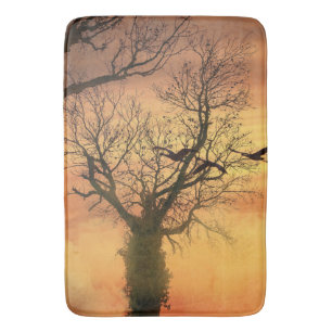 Bath Mat Twisted Autumn Tree At Sunset