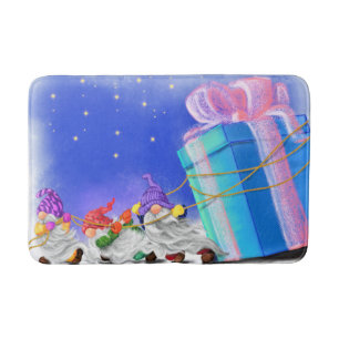 Bath Mat with Christmas Gnomes
