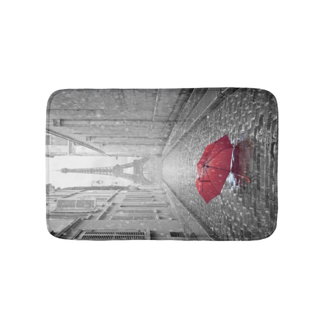 Bath mat with Eiffel Tower and a red umbrella (Front)