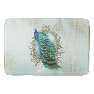Bath Mate peacock, turquoise, vintage, shabby, Mat