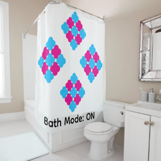 Bath Mode ON Dopamine Colours Quatrefoil Pattern Shower Curtain