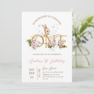 Bath Some Bunny Is Turning One 1st Birthday  Invitation