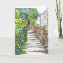 Bath Steps Watercolor Greeting Card