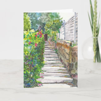 Bath Steps Watercolor Greeting Card