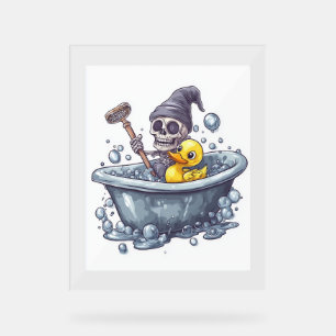 Bath Time Bones – Cute Funny Skull in Tub Acrylic Sign
