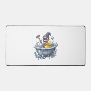 Bath Time Bones – Cute Funny Skull in Tub Desk Mat