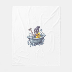Bath Time Bones – Cute Funny Skull in Tub Fleece Blanket