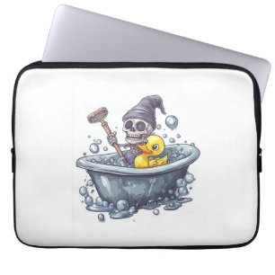 Bath Time Bones � Cute Funny Skull in Tub Laptop Sleeve