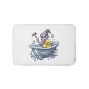 Bath Time Bones � Cute Funny Skull in Tub Mat