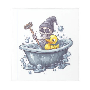 Bath Time Bones � Cute Funny Skull in Tub Notepad