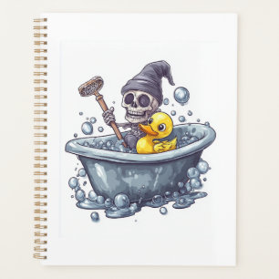 Bath Time Bones � Cute Funny Skull in Tub Planner