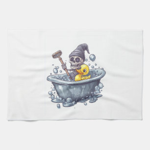 Bath Time Bones � Cute Funny Skull in Tub Tea Towel