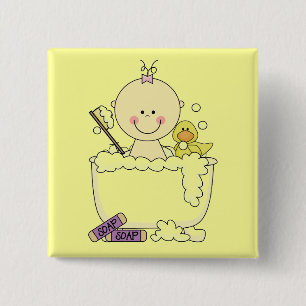 Bath Time Girl Tshirts and Gifts 15 Cm Square Badge