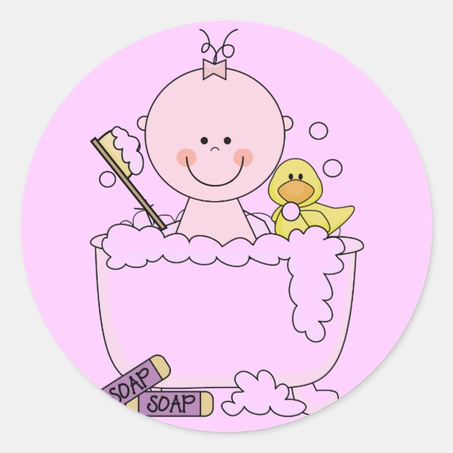 Bath Time Girl Tshirts and Gifts Classic Round Sticker (Front)