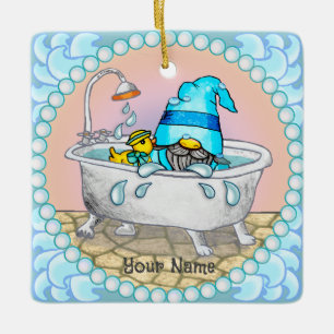 Bath Time Gnome  Ceramic Ornament