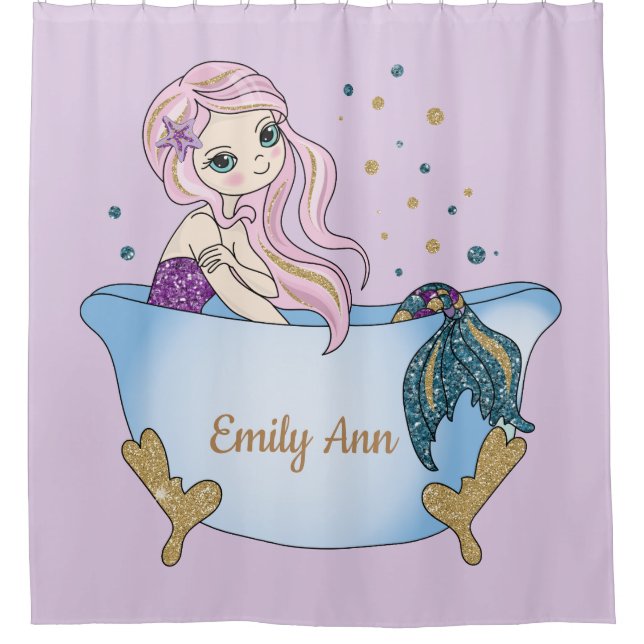 Bath Time  Mermaid Shower Curtain (Front)