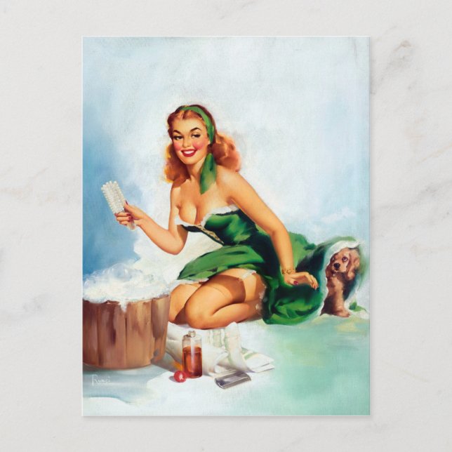 Bath Time Pin Up Postcard (Front)