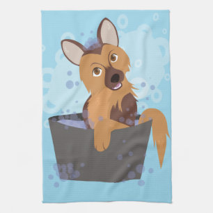 Bath Time Puppy Tea Towel