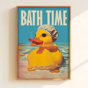 Bath Time Rubber Duck Print – Retro Bathroom Wal