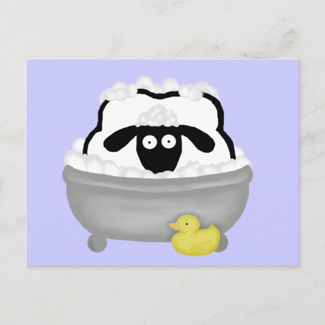 Bath Time Sheep Postcard (Front)