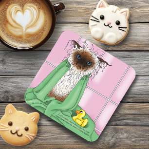 Bath Time Siamese Cat Coaster