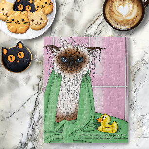 Bath Time Siamese Cat Jigsaw Puzzle