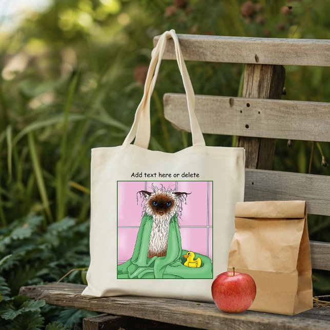 Bath Time Siamese Cat Tote Bag (Creator Uploaded)