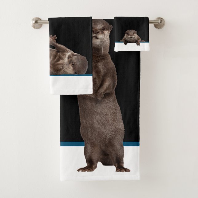 Bath Time Weasels  -  Cute Otters Bath Towel Set (Insitu)