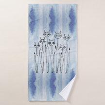 Bath Towel (Hand-drawn Cats)