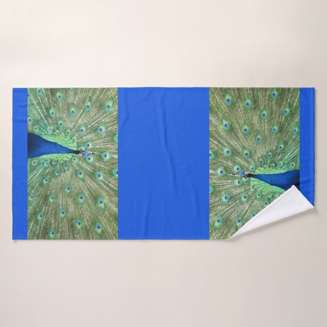Bath Towel - Peacock on Royal Blue (Bath Towel)