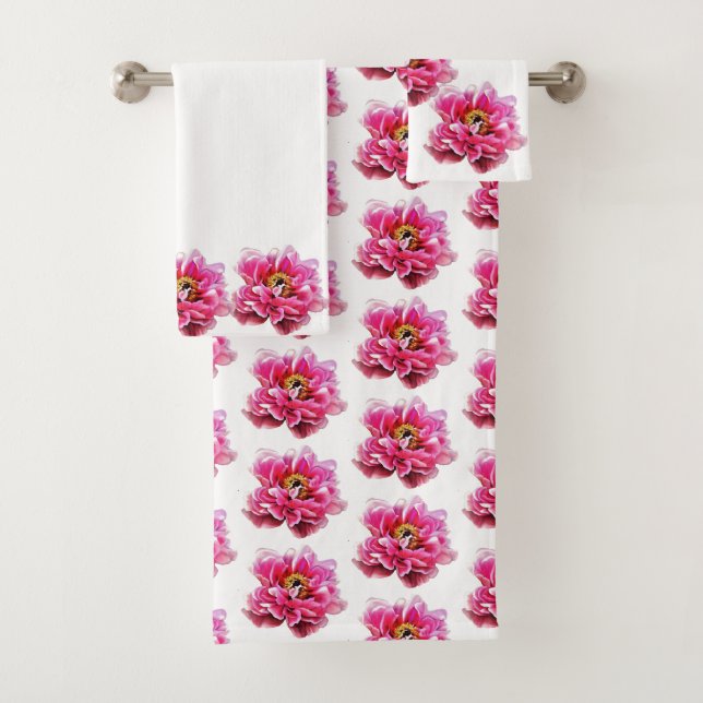 Bath Towel Pink Peonies (Insitu)