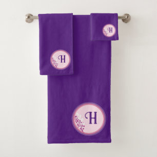 Bath Towel Set - Add your initial - Purple