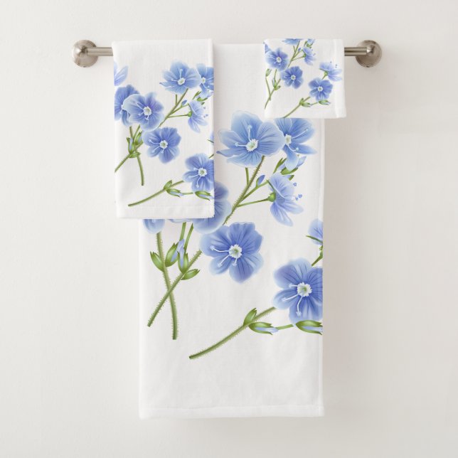 Bath Towel Set-Blue Wildflowers (Insitu)