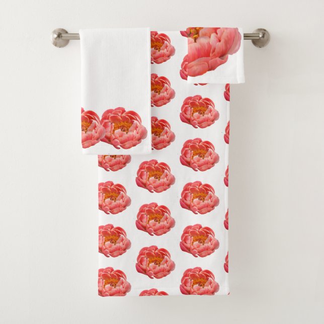 Bath Towel Set - Coral Peony (Insitu)