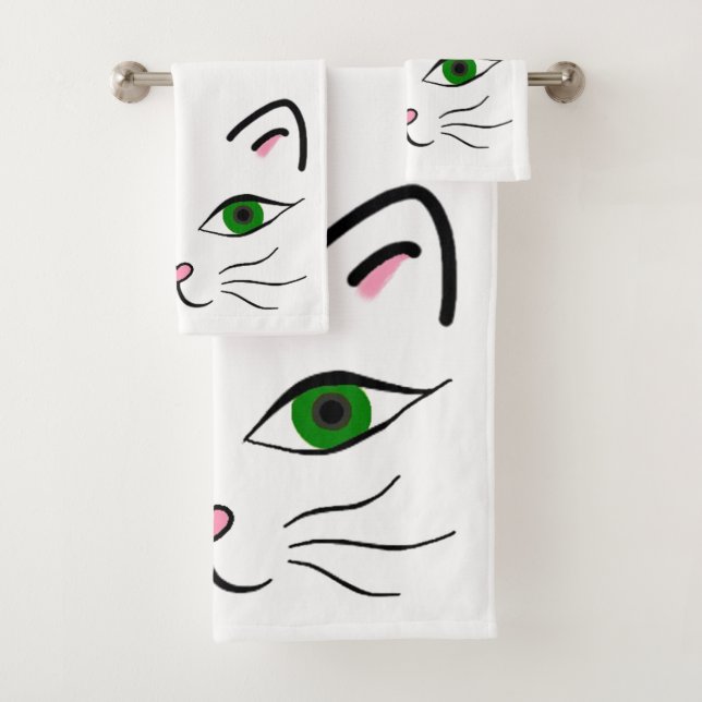 Bath Towel Set - Kitty Face (Insitu)