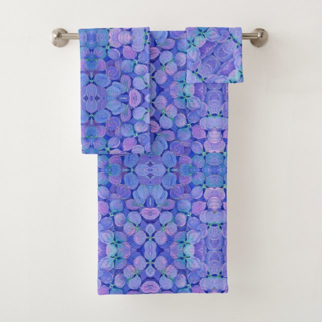 Bath Towel Set Lavender Hydrangea (Insitu)
