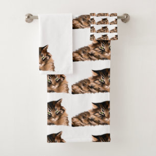 Bath Towel Set - Maine Coon Cat