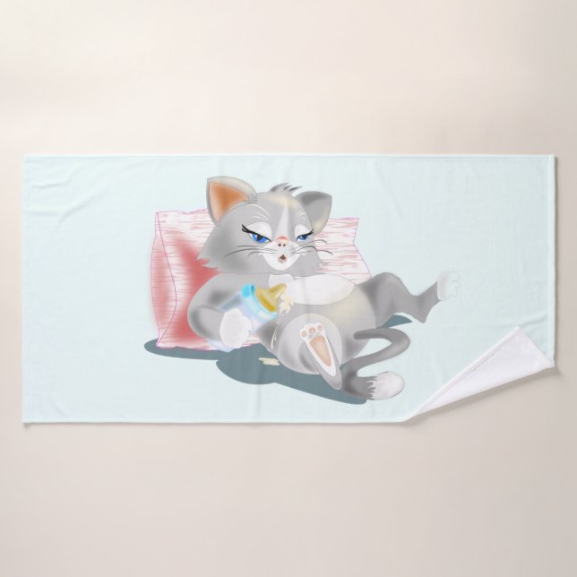Bath Towel with Baby Kittten - Funny (Bath Towel)