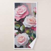 Bath Towel with Roses