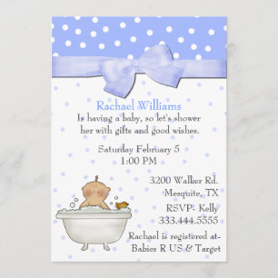 Bath Tub Baby Boy Shower Invitation