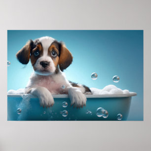 Bath Tub Puppy Poster