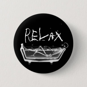 Bath Tub X-Ray Skeleton Black & White 6 Cm Round Badge