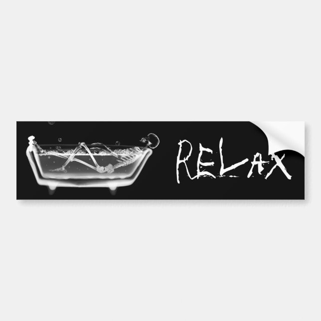 Bath Tub X-Ray Skeleton Black & White Bumper Sticker (Front)