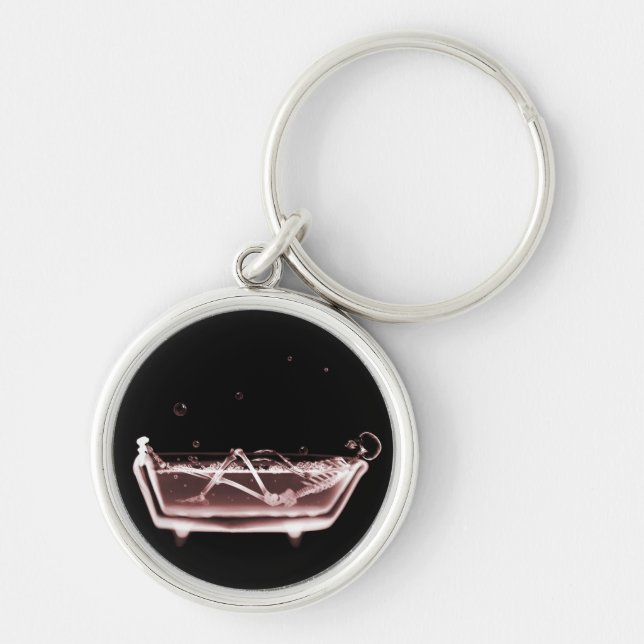 BATH TUB X-RAY VISION SKELETON - RED KEY RING (Front)