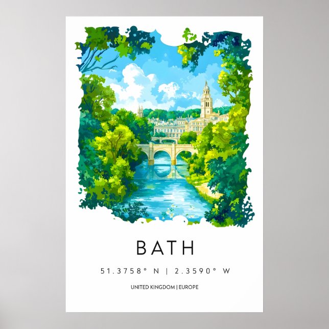 Bath Watercolor 1 Poster (Front)