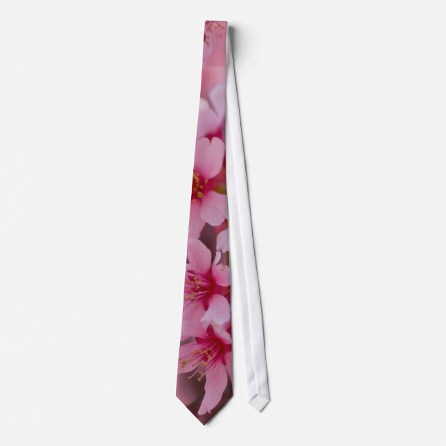 "Bathed in Pink" Cherry Blossoms Tie (Front)