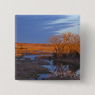 Bathed in sunset light the Calamus River 15 Cm Square Badge