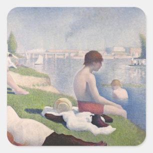 Bathers at Asnières, 1884 (oil on canvas) Square Sticker