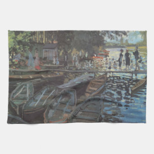 Bathers at La Grenouillère by Claude Monet Tea Towel